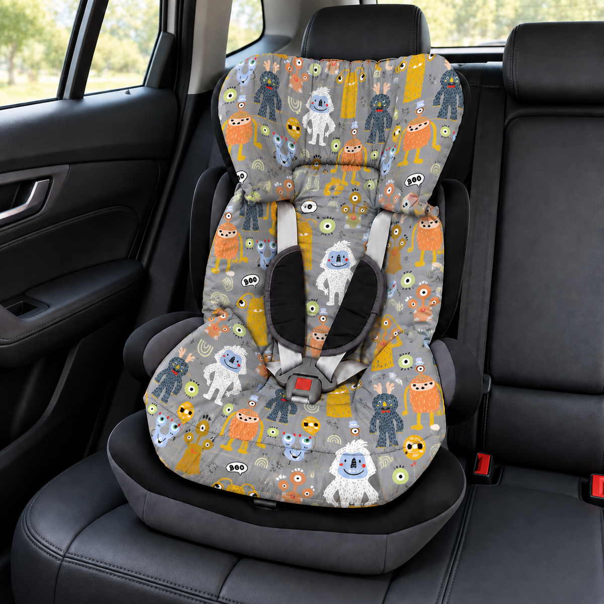 Capa Colchonete para Cadeira de Carro Dupla Face Monstros