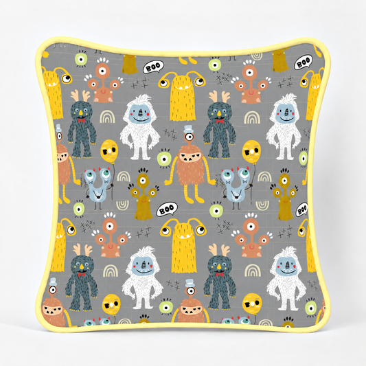 Almofada Decorativa 30cm x 30cm Monstros c/ Amarelo