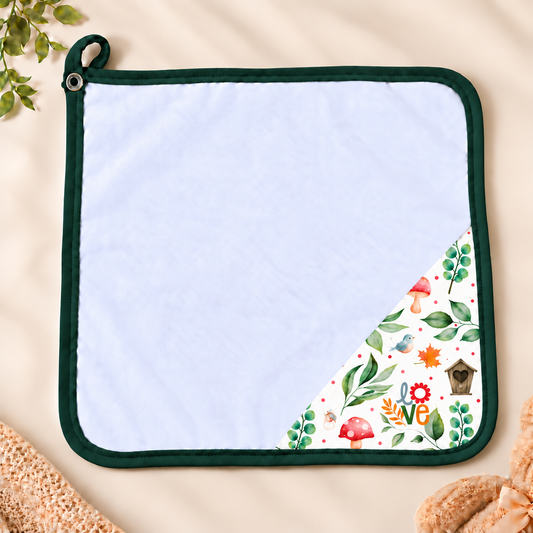 Toalha de Boca Malha Dupla Penteada Premium Passarinho Love c/ Verde Escuro | Kit com 3 Unidades