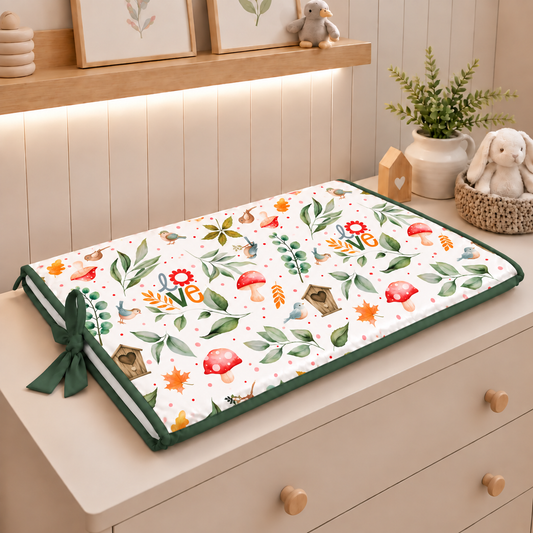 Trocador de Cômoda 70x45x3cm Passarinho Love c/ Verde Escuro