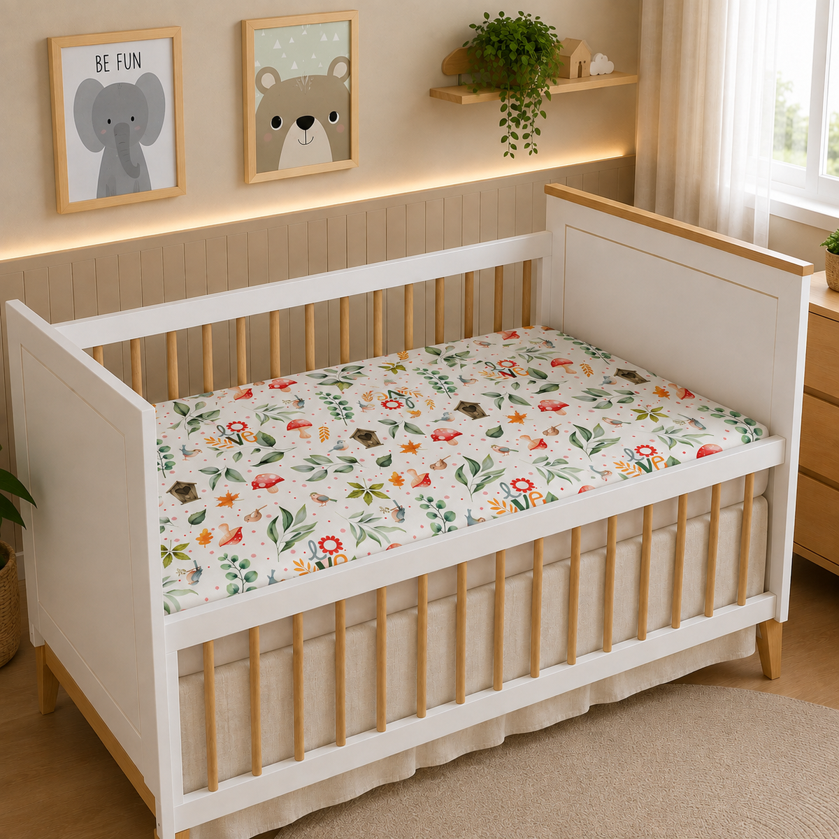 Lençol Estampado para Berço 100% Algodão Passarinhos Love