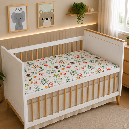 Lençol Estampado para Berço 100% Algodão Passarinhos Love