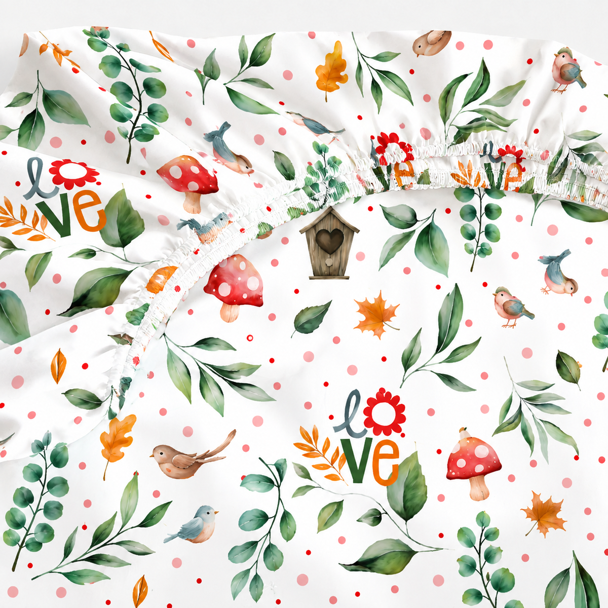 Lençol Estampado para Berço 100% Algodão Passarinhos Love