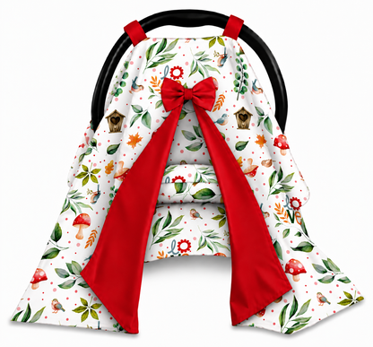 Capota para Bebê Conforto Tenda Dupla Face Passarinho Love Verso Vermelho