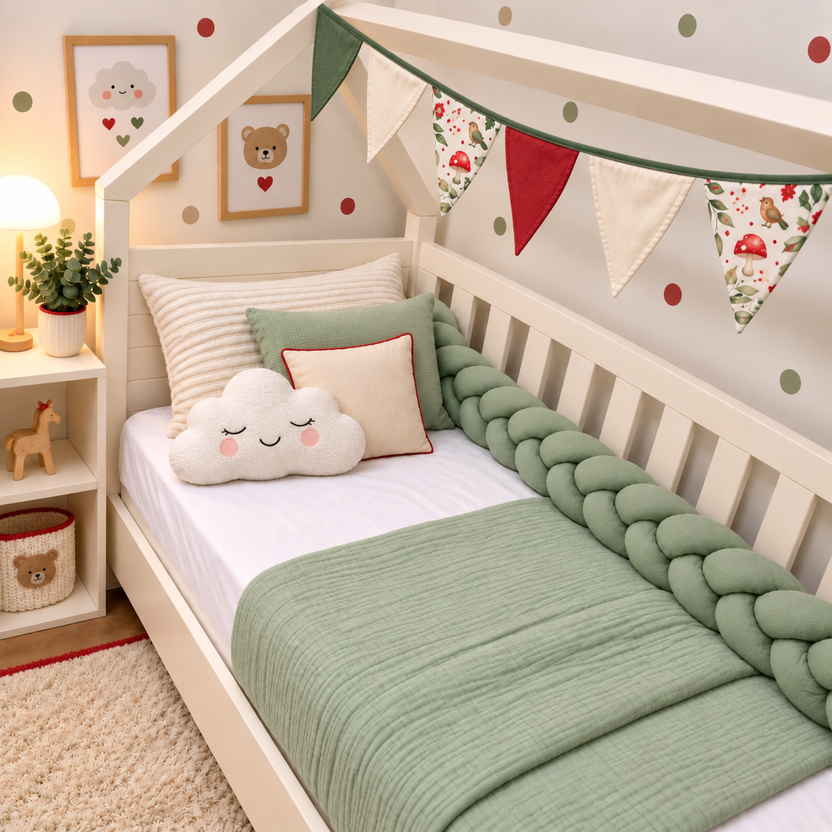 Bandeirinhas Decorativas 2,10m Passarinho Love c/ Verde Escuro