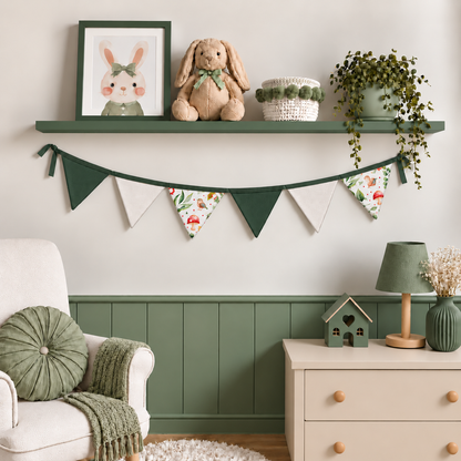 Bandeirinhas Decorativas 1,50m Passarinho Love c/ Verde Escuro