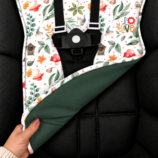 Capa para Carrinho de Bebê Universal Passarinho Love c/ Verde Escuro