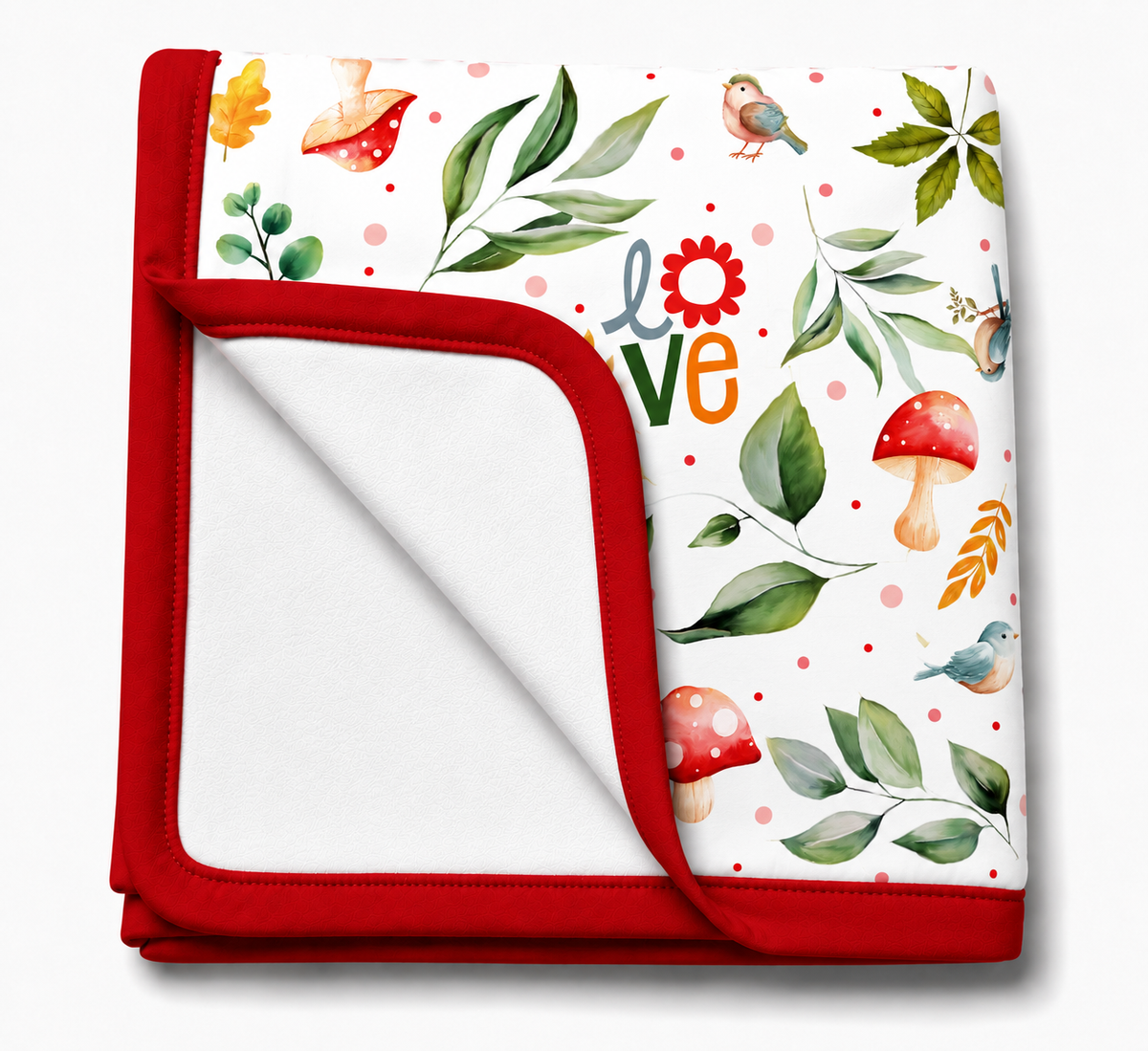 Manta Flanelada Soft Premium Dupla 90 x 70 cm Passarinho Love c/ Vermelho