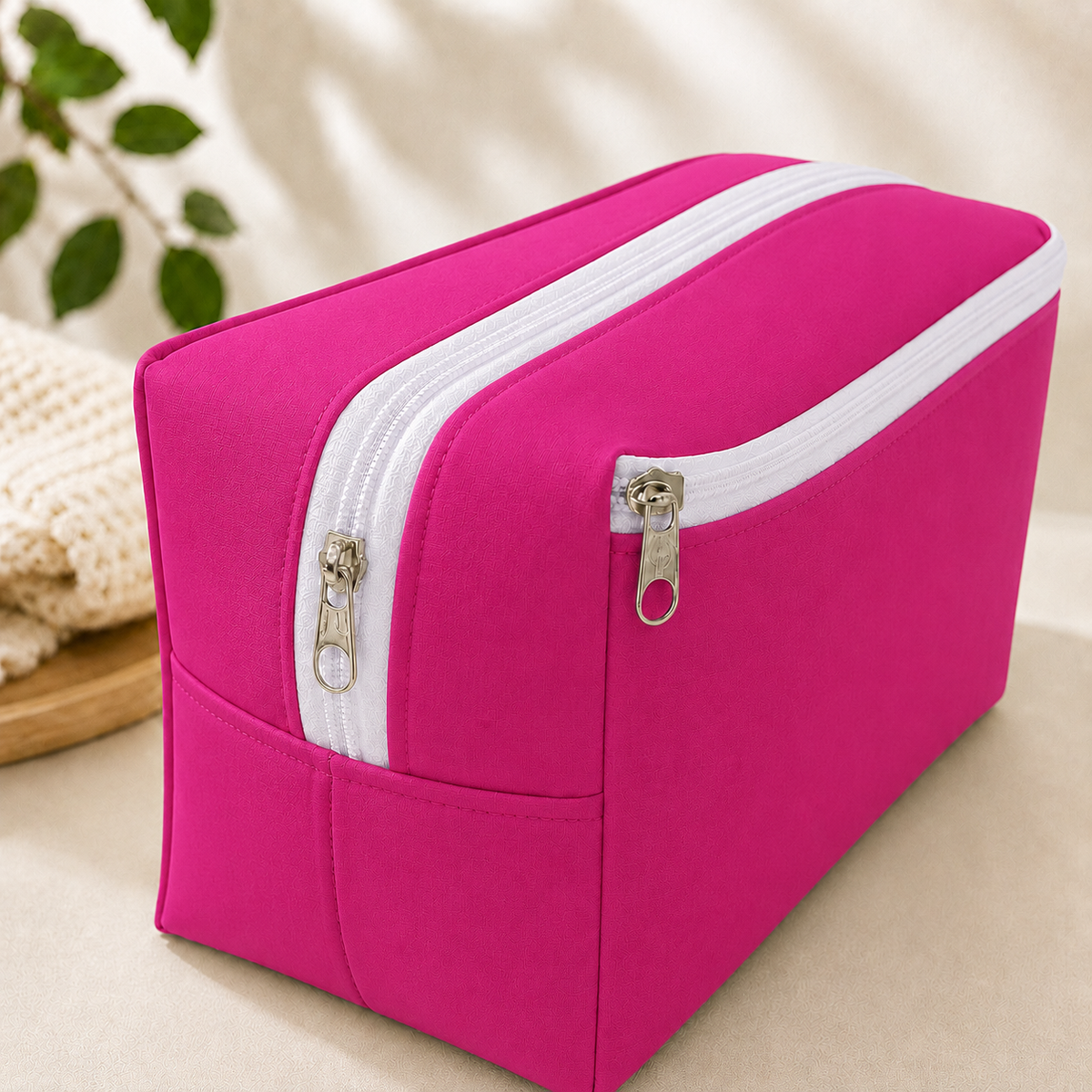 Necessaire Porta Fraldas e Lenço Umedecido 3 Compartimentos Pink