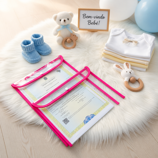 Kit com 2 Capas Organizadoras para Certidão e Documentos Pink