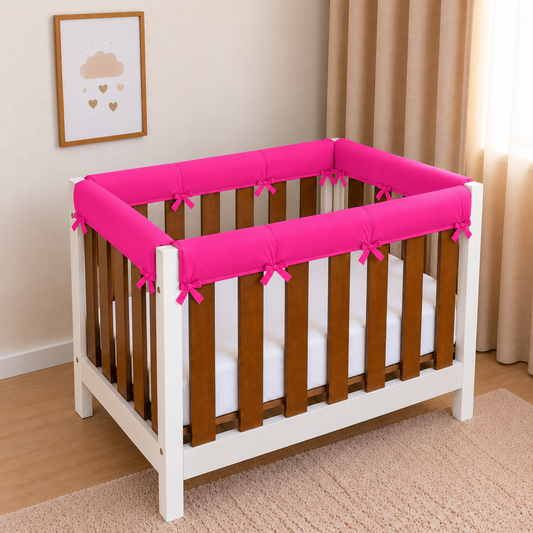 Protetor de Grade para Mini Berço Acolchoado 4 Peças Pink