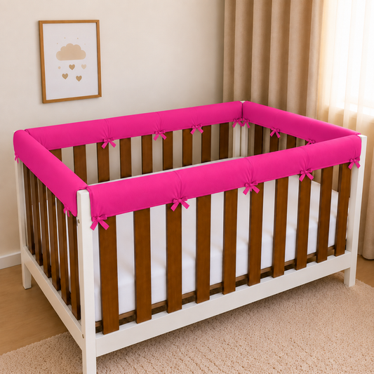 Protetor de Grade para Berço Americano Acolchoado 4 Peças Pink
