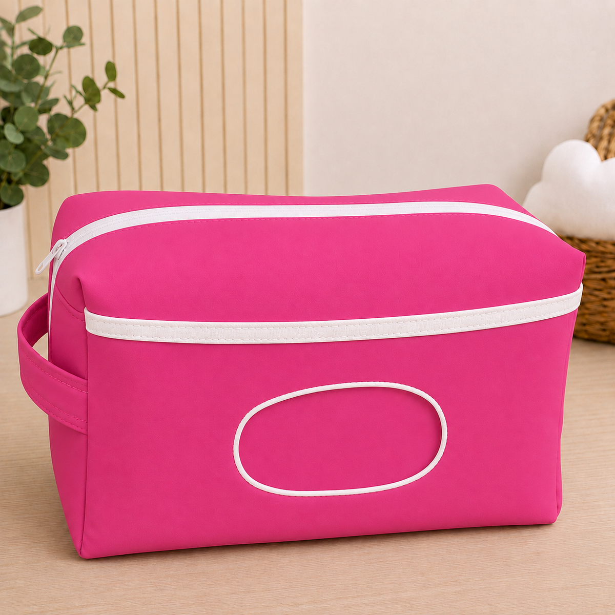 Necessaire Porta Fraldas e Lenço Umedecido 3 Compartimentos Pink