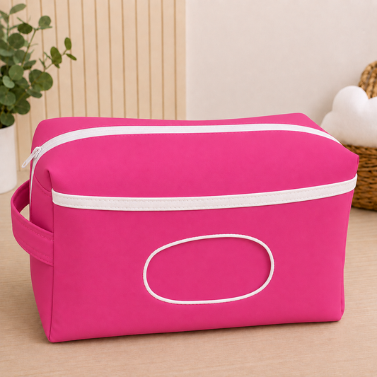 Necessaire Porta Fraldas e Lenço Umedecido 3 Compartimentos Pink