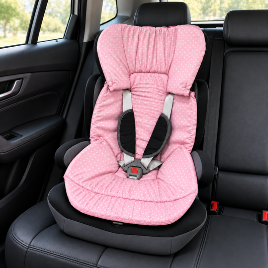 Capa Colchonete para Cadeira de Carro Dupla Face Poá Rosa