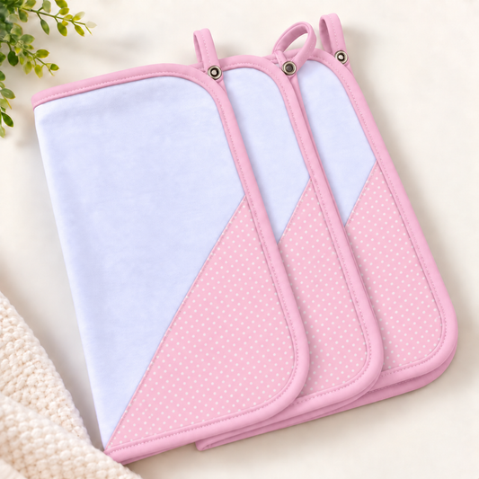 Toalha de Boca Malha Dupla Penteada Premium Poá Rosa | Kit com 3 Unidades