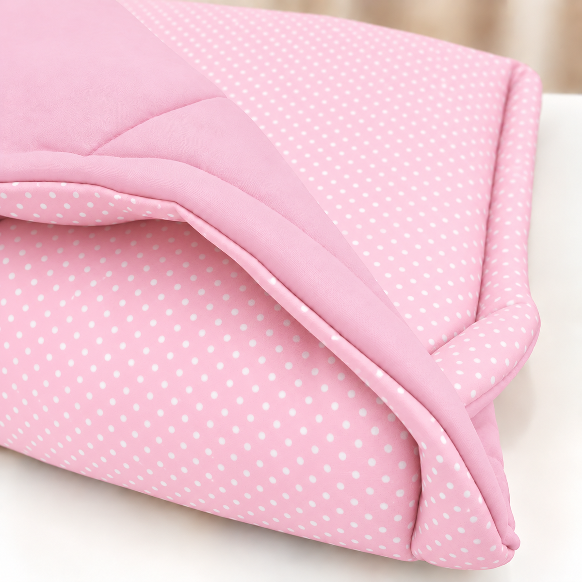 Edredom Estampado Dupla Face para Berço Americano Poá Rosa