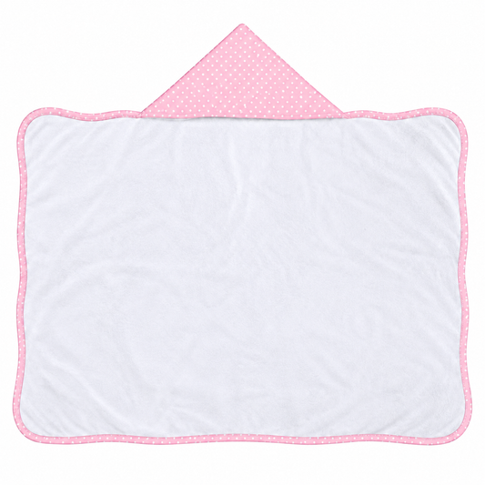 Toalha de Banho com Capuz Forrada Plush Atoalhado Premium 1M x 70cm Poá Rosa