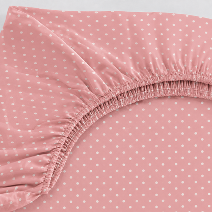 Lençol Estampado para Mini Berço 100% Algodão Poá Rosê