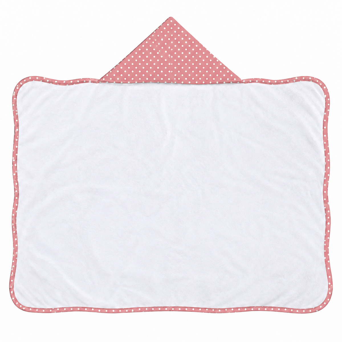 Toalha de Banho com Capuz Forrada Plush Atoalhado Premium 1M x 70cm Poá Rose