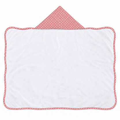 Toalha de Banho com Capuz Forrada Plush Atoalhado Premium 1M x 70cm Poá Rose