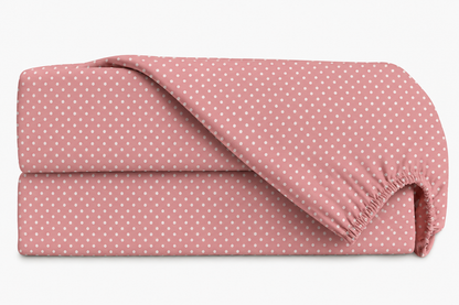 Lençol Estampado para Mini Berço 100% Algodão Poá Rosê