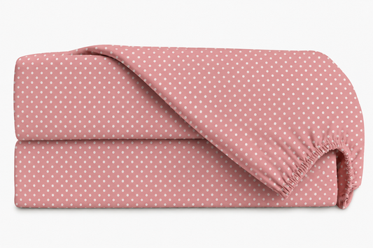 Lençol Estampado para Mini Berço 100% Algodão Poá Rosê