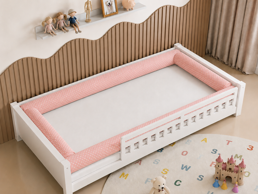Kit Rolinhos 4 Peças para Cama Solteiro Poá Rosê