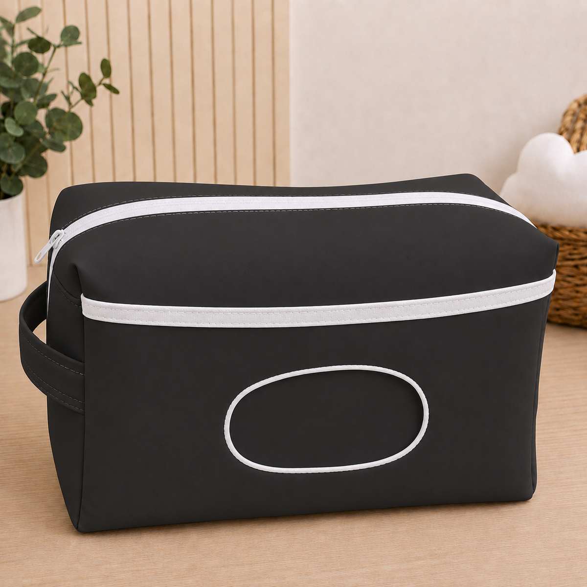 Necessaire Porta Fraldas e Lenço Umedecido 3 Compartimentos Preto