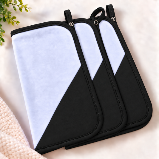 Toalha de Boca Malha Dupla Penteada Premium Preto | Kit com 3 Unidades