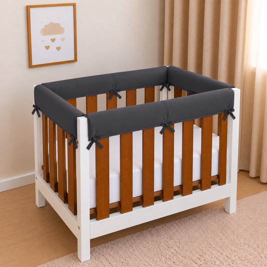 Protetor de Grade para Mini Berço Acolchoado 4 Peças Preto