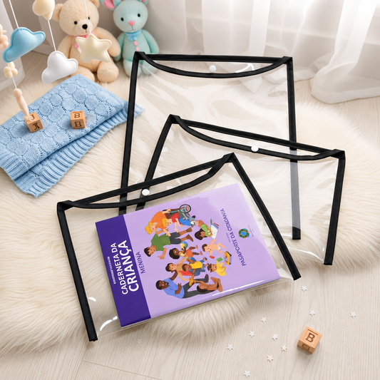 Kit com 3 Capas Organizadoras para Certidão e Documentos Preto