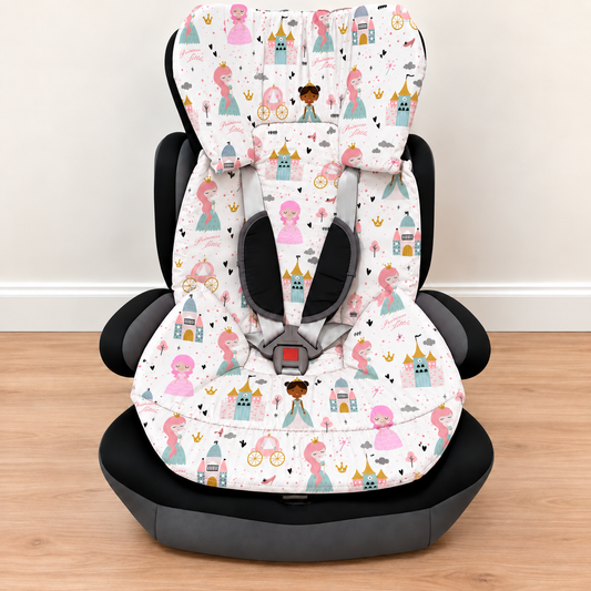 Capa Colchonete para Cadeira de Carro Dupla Face Princesa