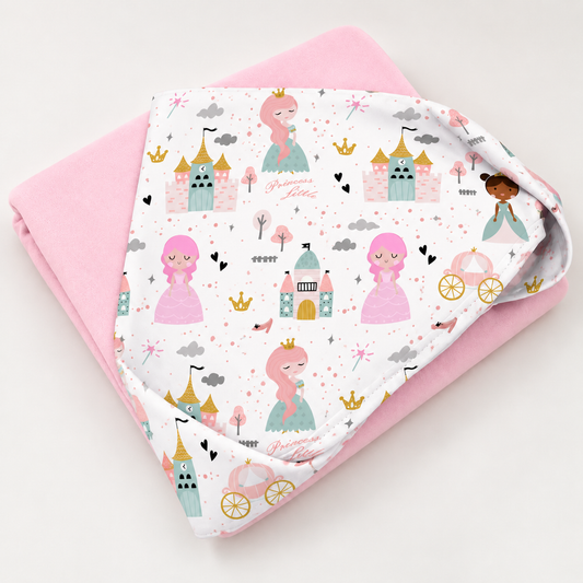 Toalha de Banho com Capuz Forrada Plush Atoalhado Premium 1M x 70cm Princesa