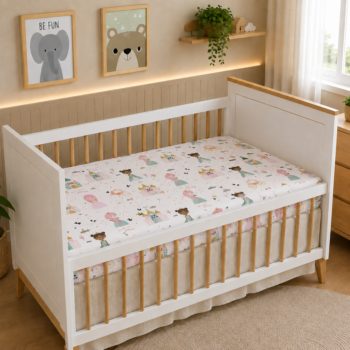 Lençol Estampado para Berço 100% Algodão Princesa