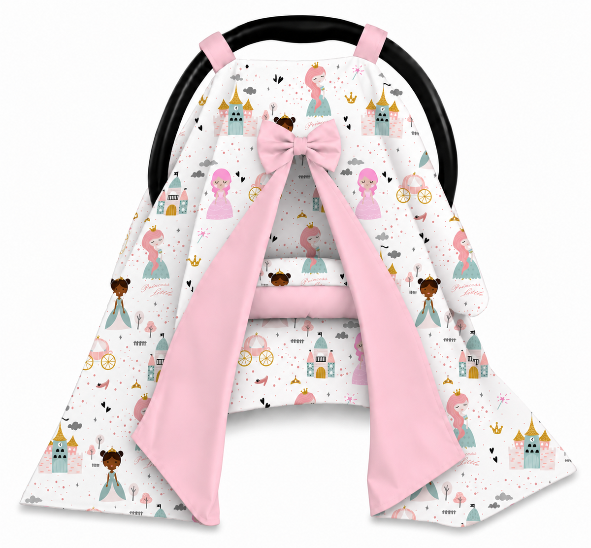 Capota para Bebê Conforto Tenda Dupla Face Princesa Verso Rosa