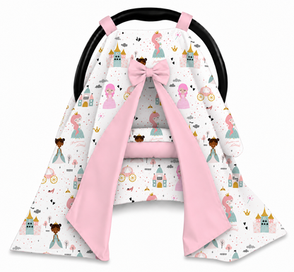 Capota para Bebê Conforto Tenda Dupla Face Princesa Verso Rosa
