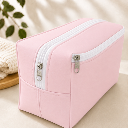 Necessaire Porta Fraldas e Lenço Umedecido 3 Compartimentos Rosa