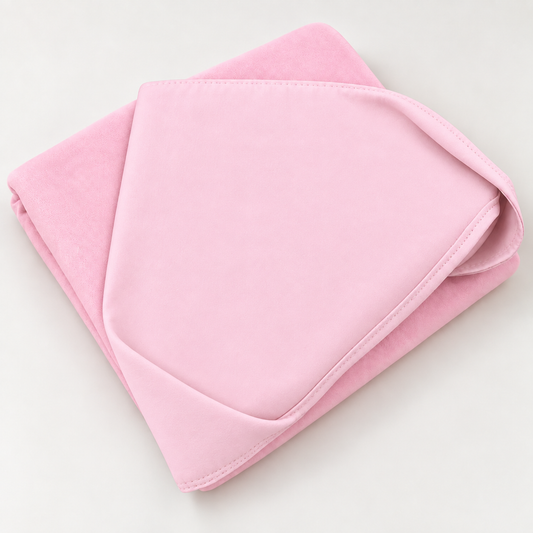 Toalha de Banho com Capuz Forrada Plush Atoalhado Premium 1M x 70cm Rosa