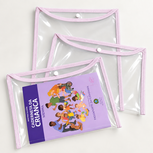 Kit com 3 Capas Organizadoras para Certidão e Documentos Rosa