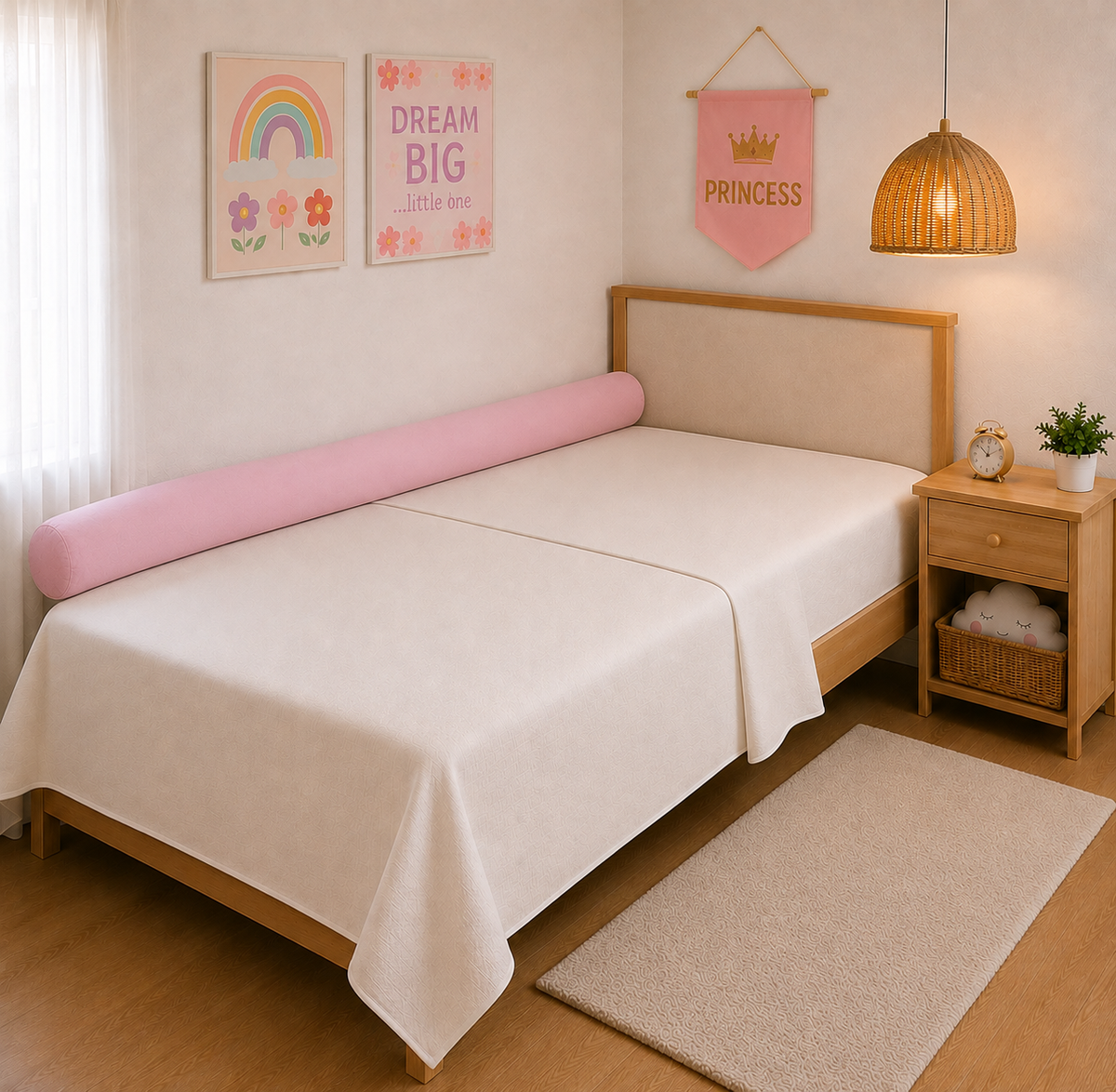 Rolinho Lateral para Cama Solteiro e Casal Rosa