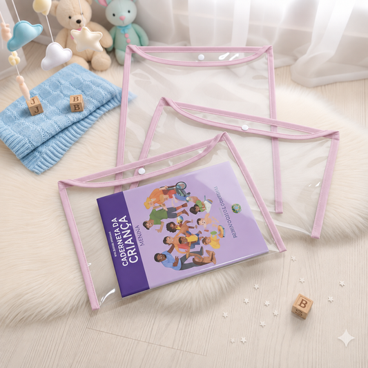 Kit com 3 Capas Organizadoras para Certidão e Documentos Rosa