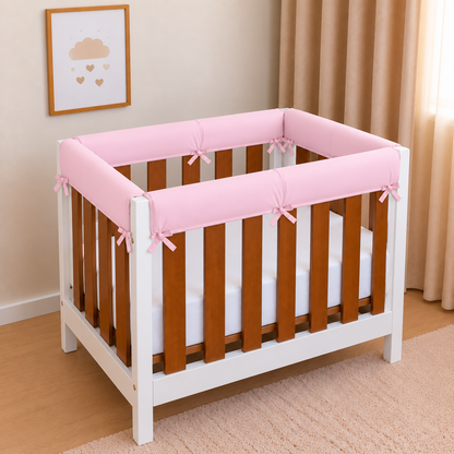 Protetor de Grade para Mini Berço Acolchoado 4 Peças Rosa