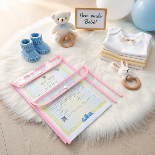 Kit com 2 Capas Organizadoras para Certidão e Documentos Rosa Claro