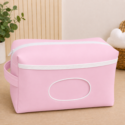 Necessaire Porta Fraldas e Lenço Umedecido 3 Compartimentos Rosa