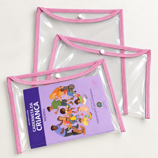 Kit com 3 Capas Organizadoras para Certidão e Documentos Rosa Escuro