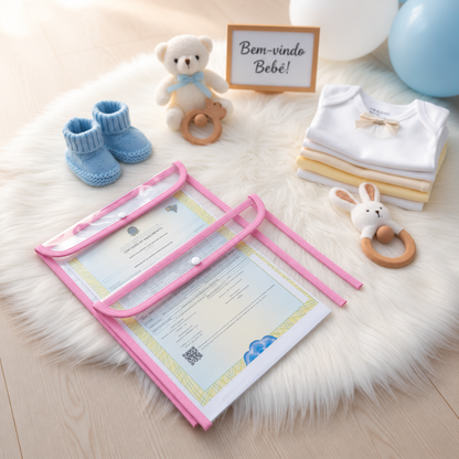 Kit com 2 Capas Organizadoras para Certidão e Documentos Rosa Escuro