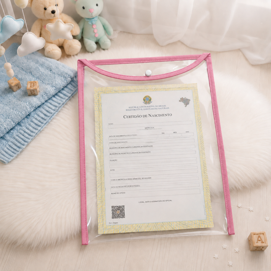 Capa para Certidão de Nascimento Rosa Escuro