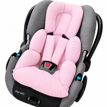 Kit Colchonetes 3 Peças para Carrinho & Bebê Conforto + Protetores de Cinto Rosa
