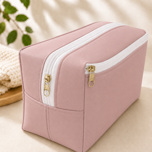 Necessaire Porta Fraldas e Lenço Umedecido 3 Compartimentos Rosê